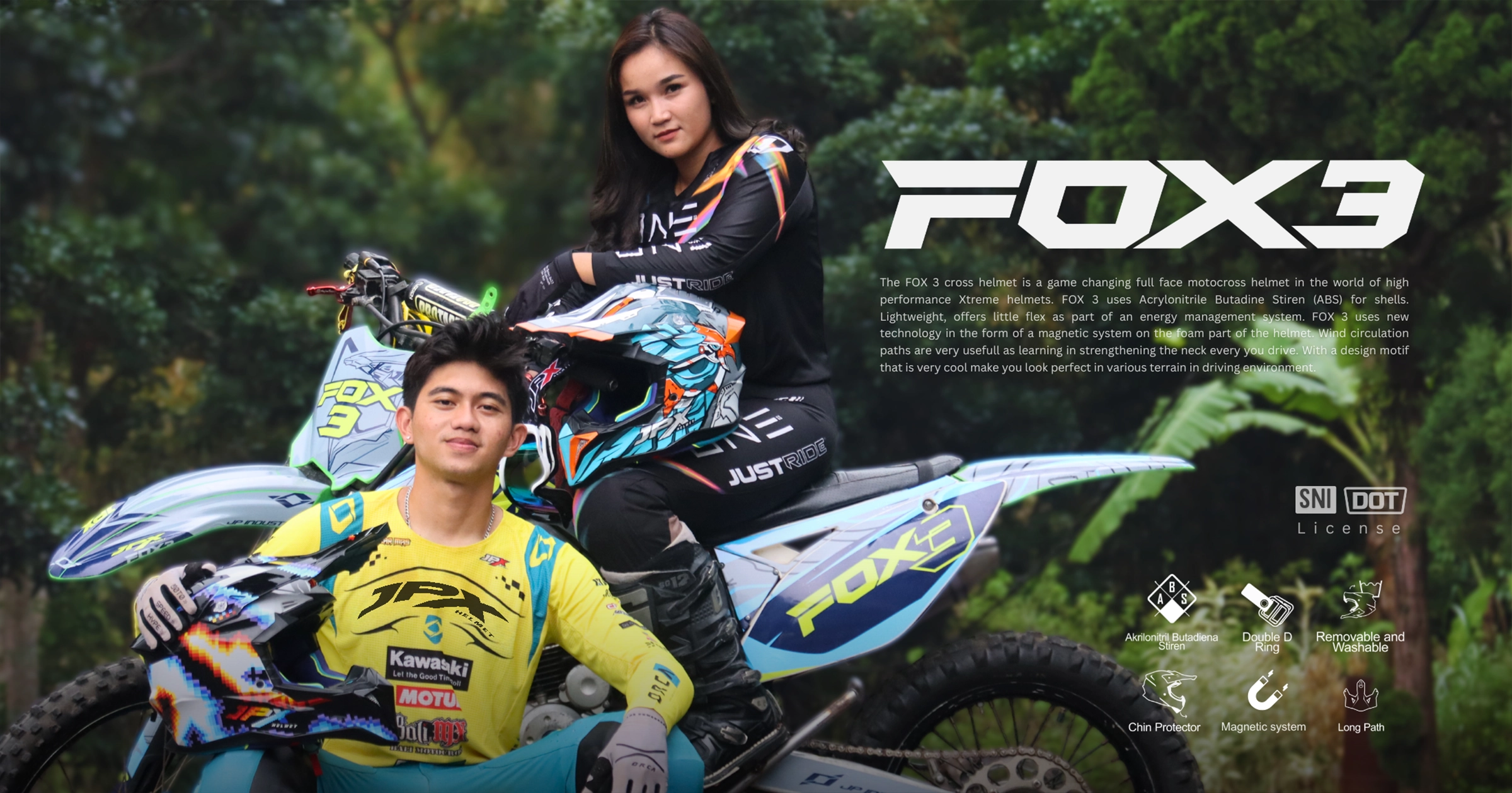 JPX Fox 3: Evolusi Helm Motocross dengan Material ABS High-Performance.